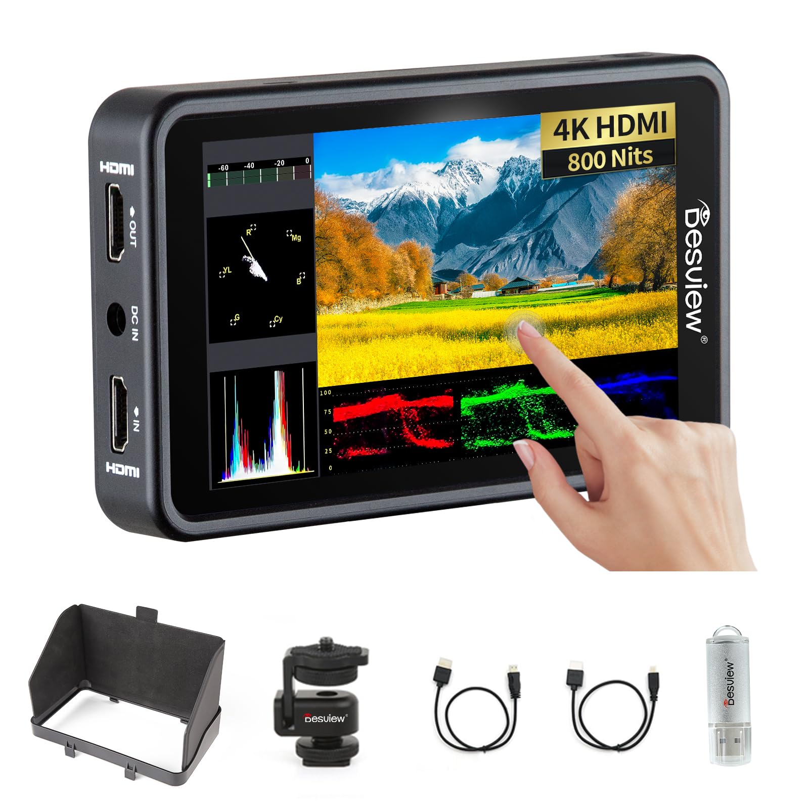 Desview R5II Camera Field Monitor 5.5 inch, Touchscreen 4K